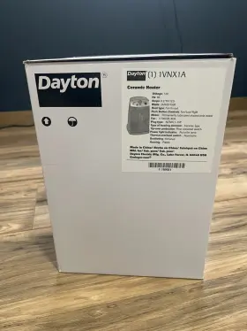 1vnx1a Dayton Portable Electric Heater 900/1500 W Overheat Protection/tip Over Switch