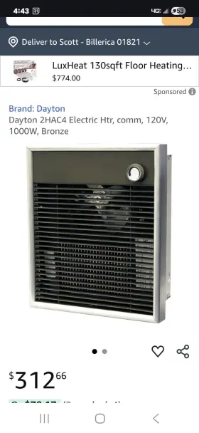 2hac4a Dayton 2hac4 Electric Htr Comm 120v 1000w