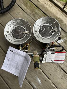 Dayton 3vg79 New Dual Tank Top Propane Heater 30 000 Btu Model 5rcc1c