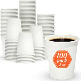 Pc8oz100 Dealusy 100 Count 8 Oz Coffee Cups Leak-free Food Safe Paper Disposable