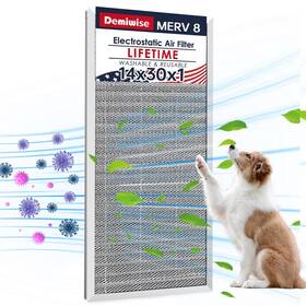 Demiwise 757158200096 14x30x1 Electrostatic Air Filter Merv 8 Reusable Aluminum Ac/hvac Furnace Fi