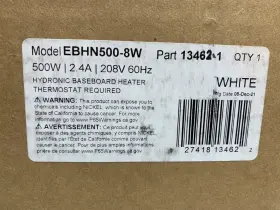 Ebhn500-8w Dimplex Glen Hydronic Baseboard Heater 500w 208v 60hz