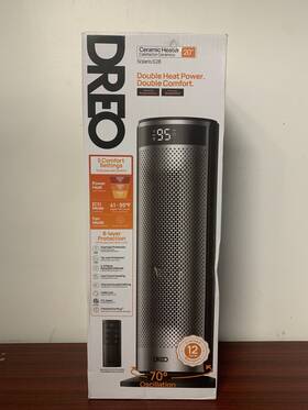 Dreo Dtsh03 Ceramic Tower Heater 1500w Digital 70 Oscillation New Silver Remote