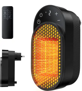 S910 Duomiy Wall Outlet Space Heater 450w Plug In Electric With Adjustable Black