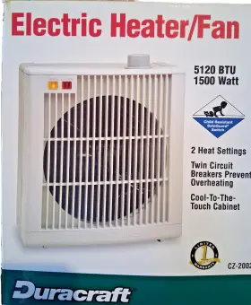 Cz-2002 Duracraft New-duracraft Electric Heater/fan 1500w 2 Heat Settings-free Shipping