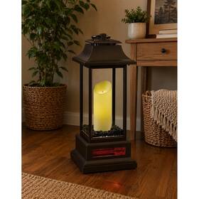 Duraflame 1096542 Lantern 27 Inch Infrared Portable Quartz Heater Metal Gray Led Candle