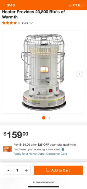 Dh2304 Duraheat Dura Heat Convection Kerosene Heater Portable Indoor