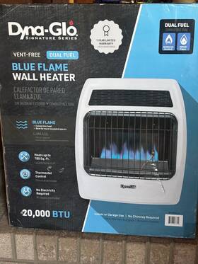 Dyna-glo Bf20dtl-4 Dyna-glo 20 000 Btu Natural Gas Blu Flame Vent Free Wall Heater-lp