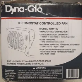 Whf100 Dyna-glo Thermostat Controlled Wall Blower Fan For Vent-free Space Heater