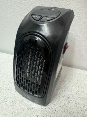500317 Easy Home - Wall Outlet Ceramic Space Heater Temp&timer 350 Watt Black