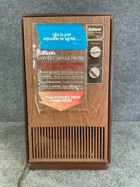 19388a17 Edison Electric Space Heater Vintage 1970s Comfort Sensor Wood Grain 324029h