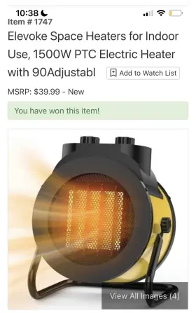 B0cpsbhcgh Elevoke 1500w Portable Electric Heater 90 Adjustable Angle Yellow/black