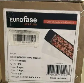 Ef60240b2 Eurofase 6000w Infrared Electric Wall Heater 240v Garage Shop Commercial