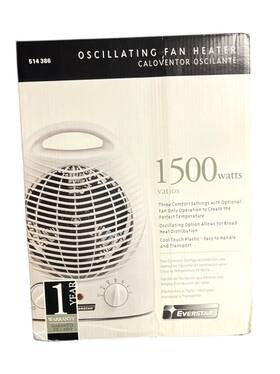 Everstar 514386 Oscillating Fan Heater 1500-watt 3 Settings Portable