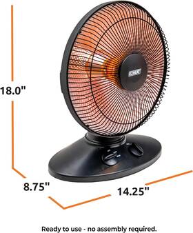Ez-heat Mt-bfgd-8c Ez-heat 1 000-watt Indoor Parabolic Dish Space Heater With 70-degree Wide Oscill