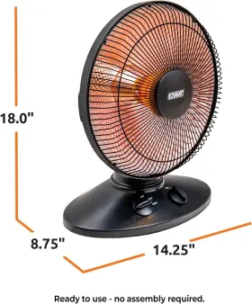 Mt-bfgd-8c Ez-heat 1 000-watt Indoor Parabolic Dish Space Heater With 70-degree Wide Oscill