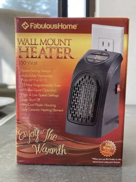 Fabuloushome 011546453595 Wall Mount Heater 350w Compact Plug-in Ceramic Space