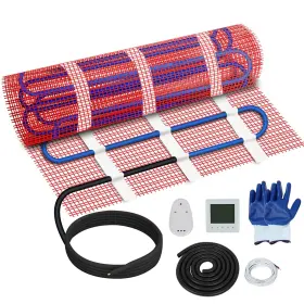 Fahkns 840366420162 120v High Efficiency Underfloor Heating System 16 Sqft Mat With Digi