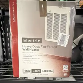 Fzl4004 Fahrenheat 4000w 240v Fan-forced Electric Wall Heater Thermostat White