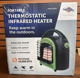 Ysn-chs10 Flame King Portable 10 000 Btu Thermostatic Radiant Propane Camping Heater For 1lb Lp Tank