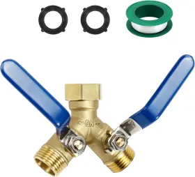 Gibson 711181603316 2 Way Brass Garden Hose Splitter Heavy Duty Full Flow Y Valve Water Splitt