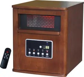 Gd9315bcw-5 Global Air Large Room Infrared Quartz Heater With Wood Cabinet And Remote