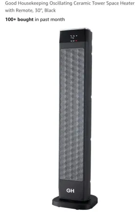 72033-u-a Good Housekeeping 30 Inch Tower Space Heater With Remote Oscillating Black Open Box