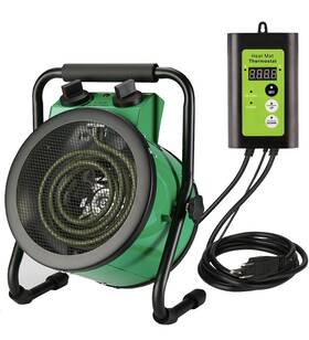 Greenhouse Tse-15fdghgr 1500w Heater With Digital Thermostat And Safety Overheat Protection
