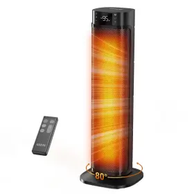 Hpqj-e3 Gridr Space Heaters Indoor 24 Inch 1500w Ptc Ceramic Heater Remote Thermostat - Black