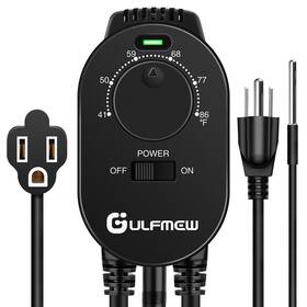 Gulfmew 57450 Plug In Thermostat For Heater Outlet With 4.9ft Power Black