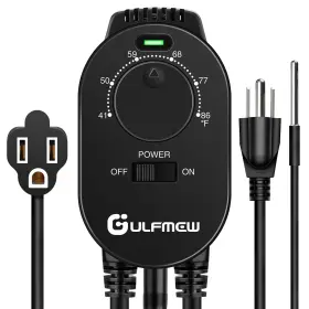 57450 Gulfmew Plug In Thermostat For Heater Outlet With 4.9ft Power Black