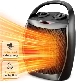 1500w H56902x-black 680358261447 Kissair Compact 950w/1500w Space Heater With Thermostat - Etl