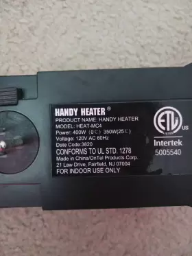 5005540 Handy Heater Intertek 400w - Black