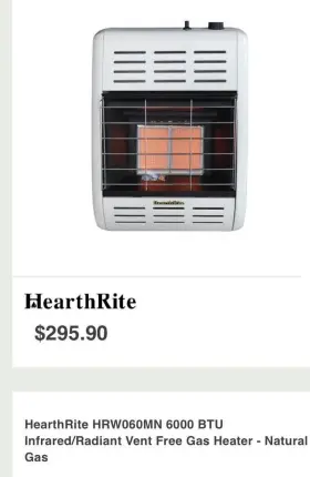 Hrw060mn Hearthrite Hrw060 6000btu Infrared/radiant Ventless Gas Heater - Natural