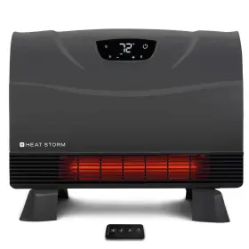Heat Storm 313044035007 Infrared Heater 1500 Watt Gray Thermostat Floor Wall Indoor Bedroom