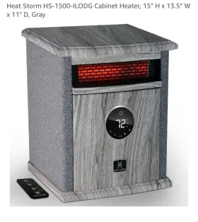 Hs-1500-ilod Heat Storm 1500-watt Cabinet Heater Infrared Quartz - Gray