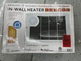 Hs-1500-wall-r Heat Storm Electric Wall Heater Radiant Indoor Pushbutton 120 V 1500 W White