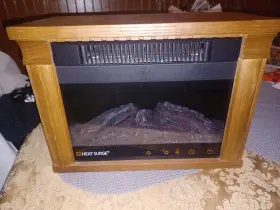 Wm18d Heat Surge Portable Movable Electric Fireplace Heater Model - Brown