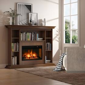 Homcom 820-255v80 27 Inch 1400w Electric Fireplace Log Insert Recessed Heater With Adjustable Brightness