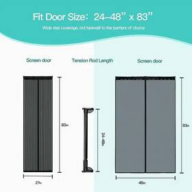 Homitt Hthm673ab Retractable Magnetic Screen Door With Heavy Mesh Curtain And Full Frame Hook Loop