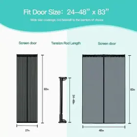 Hthm673ab Homitt Retractable Magnetic Screen Door With Heavy Mesh Curtain And Full Frame Hook Loop