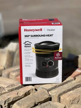 Honeywell Hff360w 360 Surround Portable Heater Fan Forced Adjustable Heat Black
