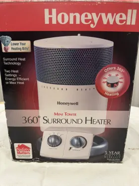 Hz-2204u Honeywell Mini Tower Surround Heat 360 Degree Heater Barely Usedhz-2204u-wm