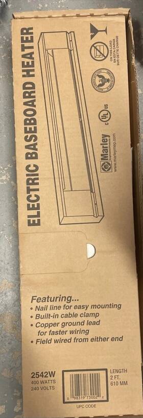 House Of Marley 2542w 2ft Electric Baseboard Heater New In Box