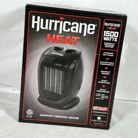 736606 Hurricane Compact Ceramic Personal Space Heater 1500 Watts 3 Speeds Heat