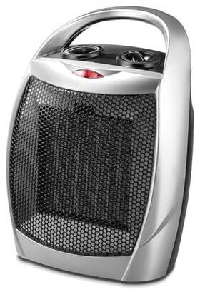 Hussar Km-h56902-silver Small Electric Space Heater Portable Ceramic Silver-built-in Handle