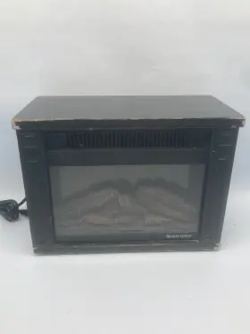 30000488 Intertek 5001850 Small Electric Fireplace Portable Heater Wooden Black Works