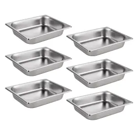 Km-ch-02 Kevirice 6 Pack Half Hotel Pans 1/2 Size Stainless Steel Steam Table 2.5 Inch Deep