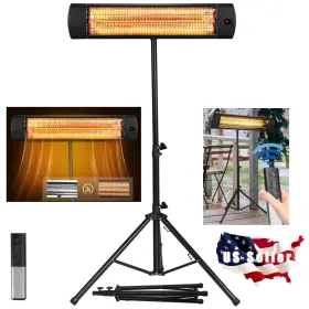 2ruiagukshdas Kffkff Infrared 1500w Electric Heater With Remote And Stand For Indoor Outdoor Use Garage