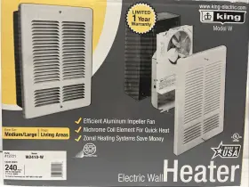 2410-w King Electric Wall Heater Model 240v Sealed Aluminum Impeller Fan